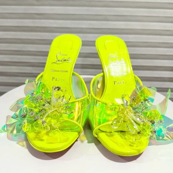 🌺CHRISTIAN LOUBOUTIN🌺 Alyah Mules Limited Edition Green Size: 37 - Picture 7 of 13